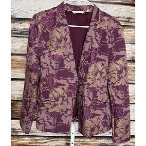 Soft Surroundings Womens Dark Amethyst Tuscan Rose Jacket Blazer Size large